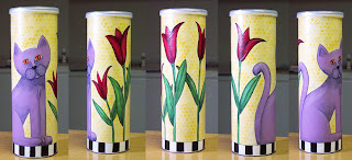 altered pringles can acrylic paint cat flower