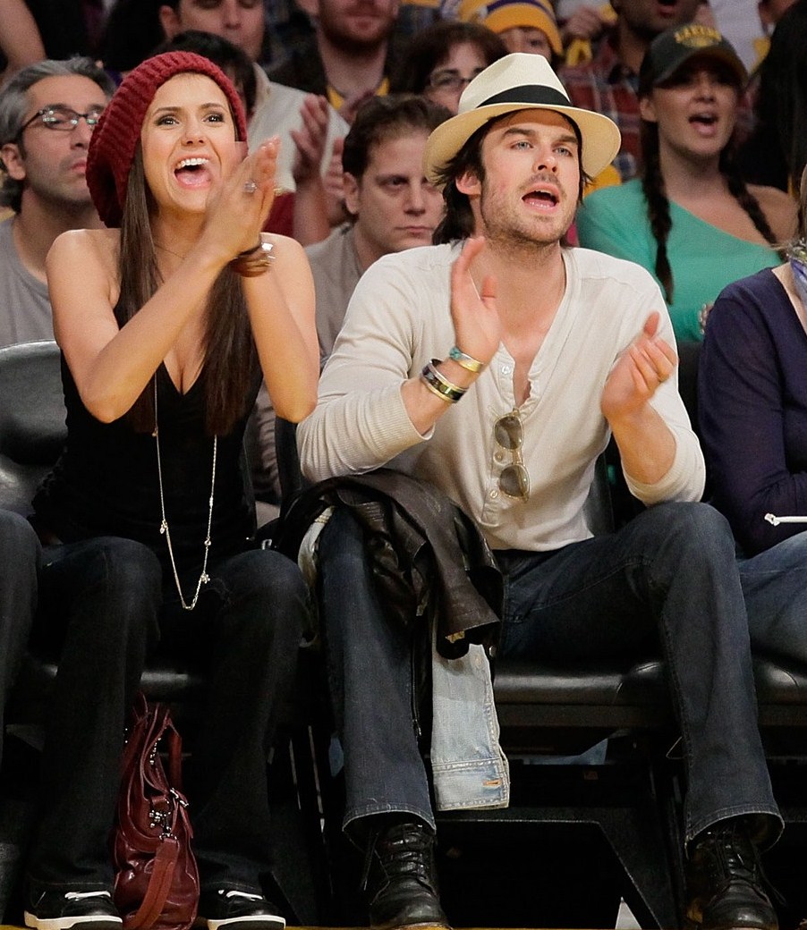 exposingsecrecy Nina Dobrev & Ian Somerhalder Cheer On The Lakers