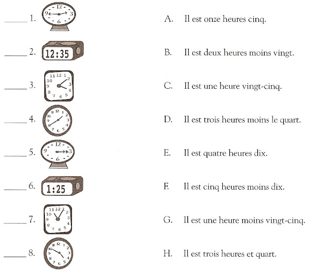 http://1.bp.blogspot.com/_4bo1D7hxAOc/S3llp0MOGJI/AAAAAAAADPo/U22BQlY3wI0/s1600-h/Exercice+-+L'heure+%28Retrouver+l'heure+1B%29.jpg Godziny - ćwiczenie 1 - Francuski przy kawie