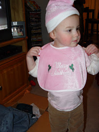 stocking time!! Grandma mis judged the size of her head!!