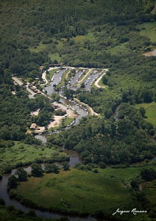 vue aerienne du port de Biganos