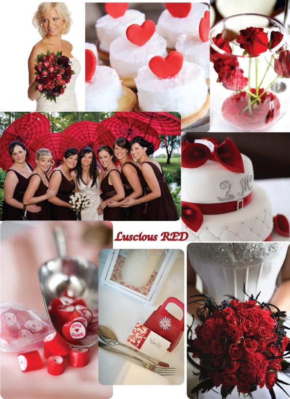 Red is also a fantastic colour to complement any white or ivory wedding gown