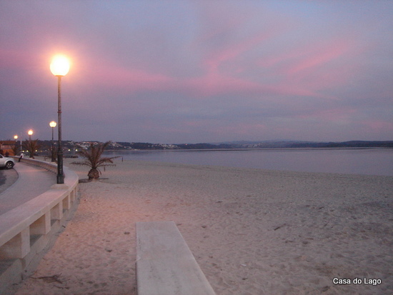 Foz do Arelho coastal avenue and the Beach at sunset