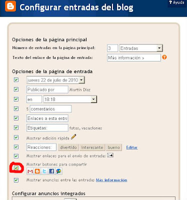 Botones para compartir en Blogger