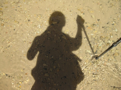 Gaelyn's shadow in Virgin River Zion National Park Utah