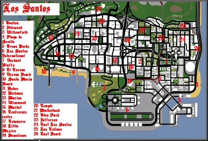 Карта gta san andreas со всеми обозначениями