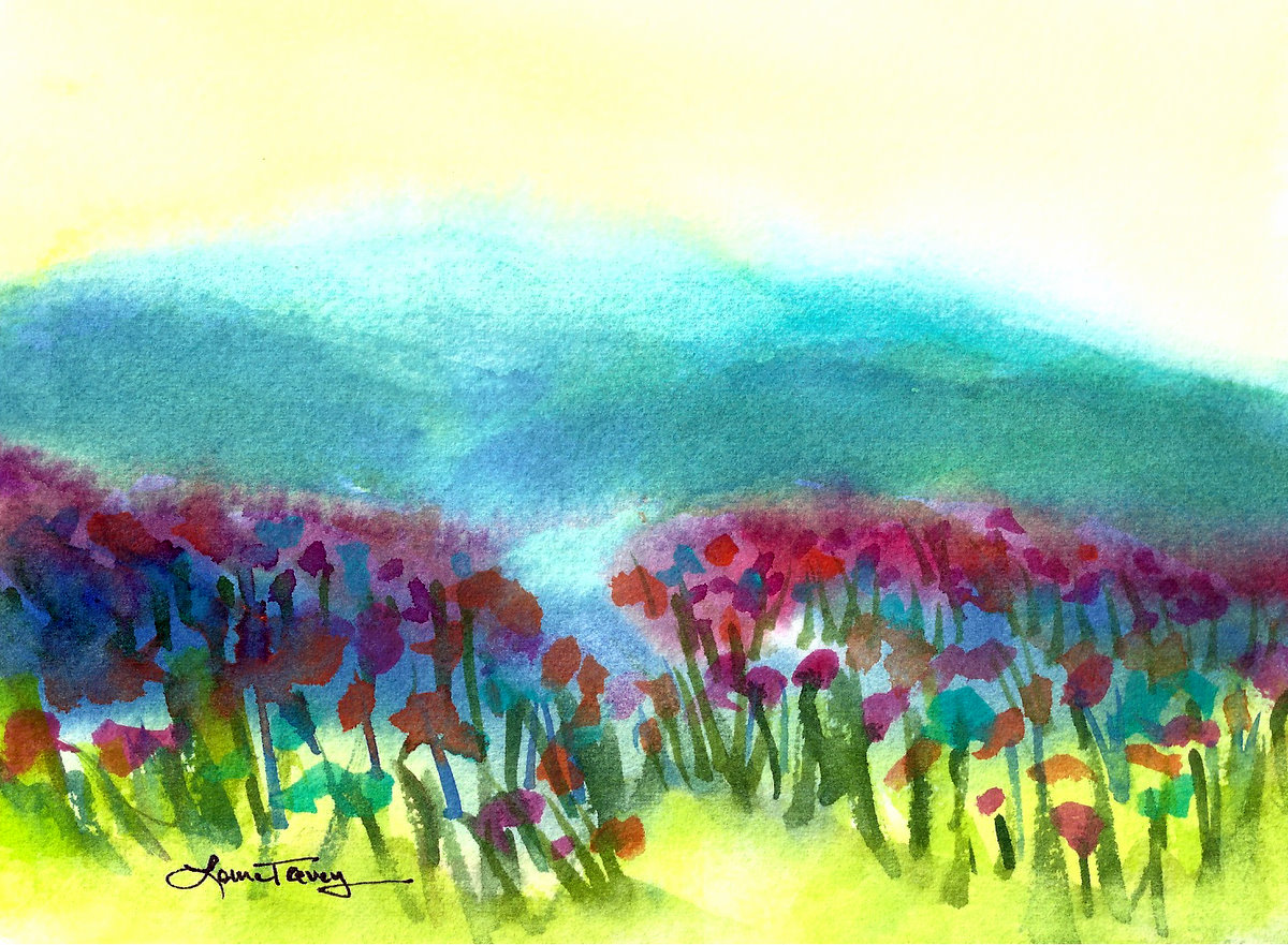 Watercolors by Laura Trevey Field of Dreams New watercolor painting