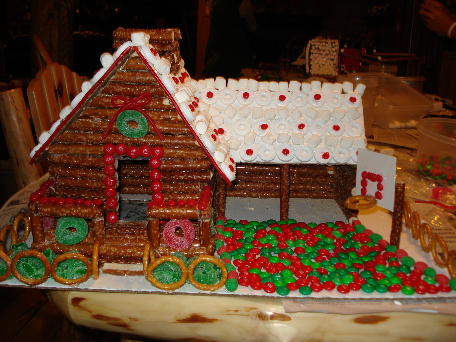 Pretzel Log Cabin Gingerbread House
