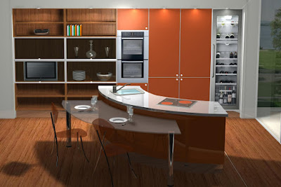 Diseño muebles de cocina: Diseño de cocina en naranja y madera