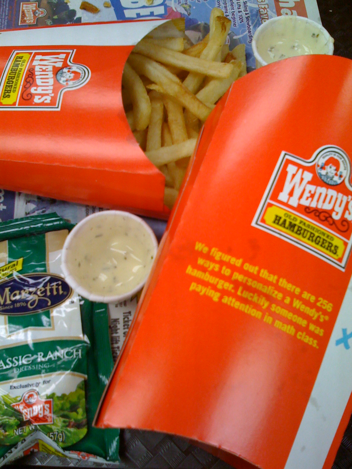 Numb and number wendy s biggie fries container