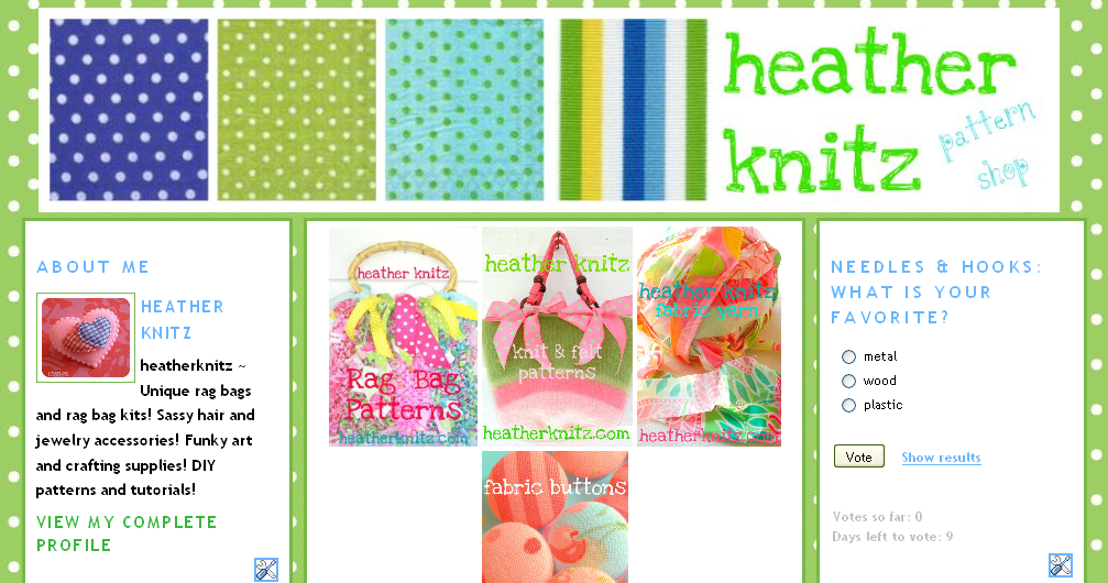 My new blog, heatherknitz patterns!