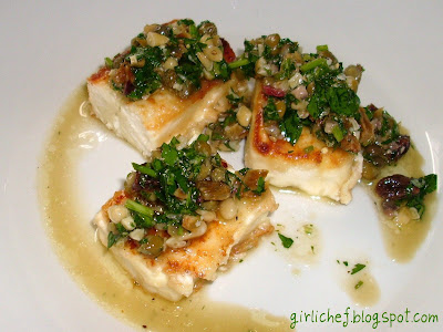 Sauteed Feta Cheese w/ Parsley, Raisin, Caper and Pinenut Sauce