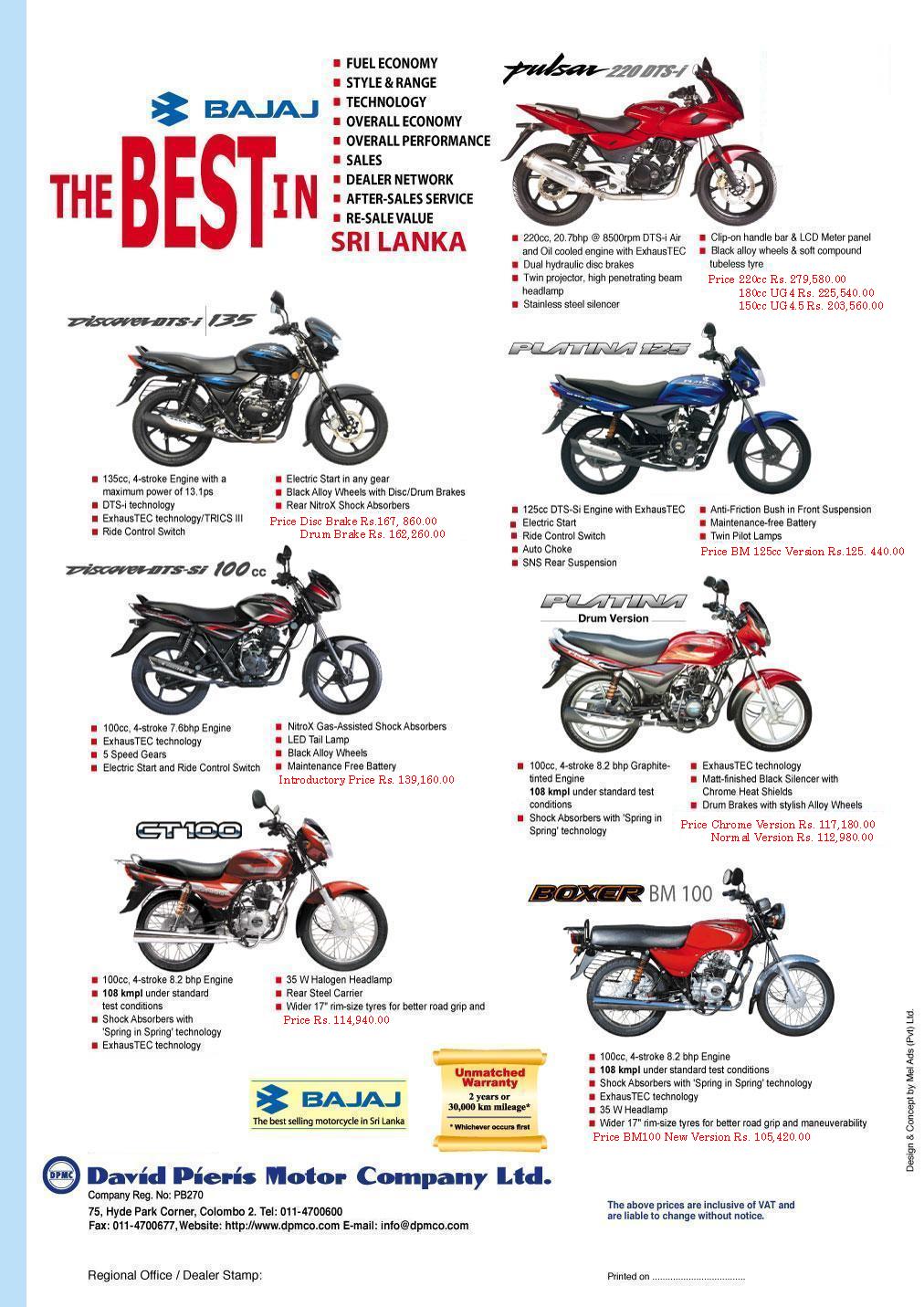 bajaj bike list