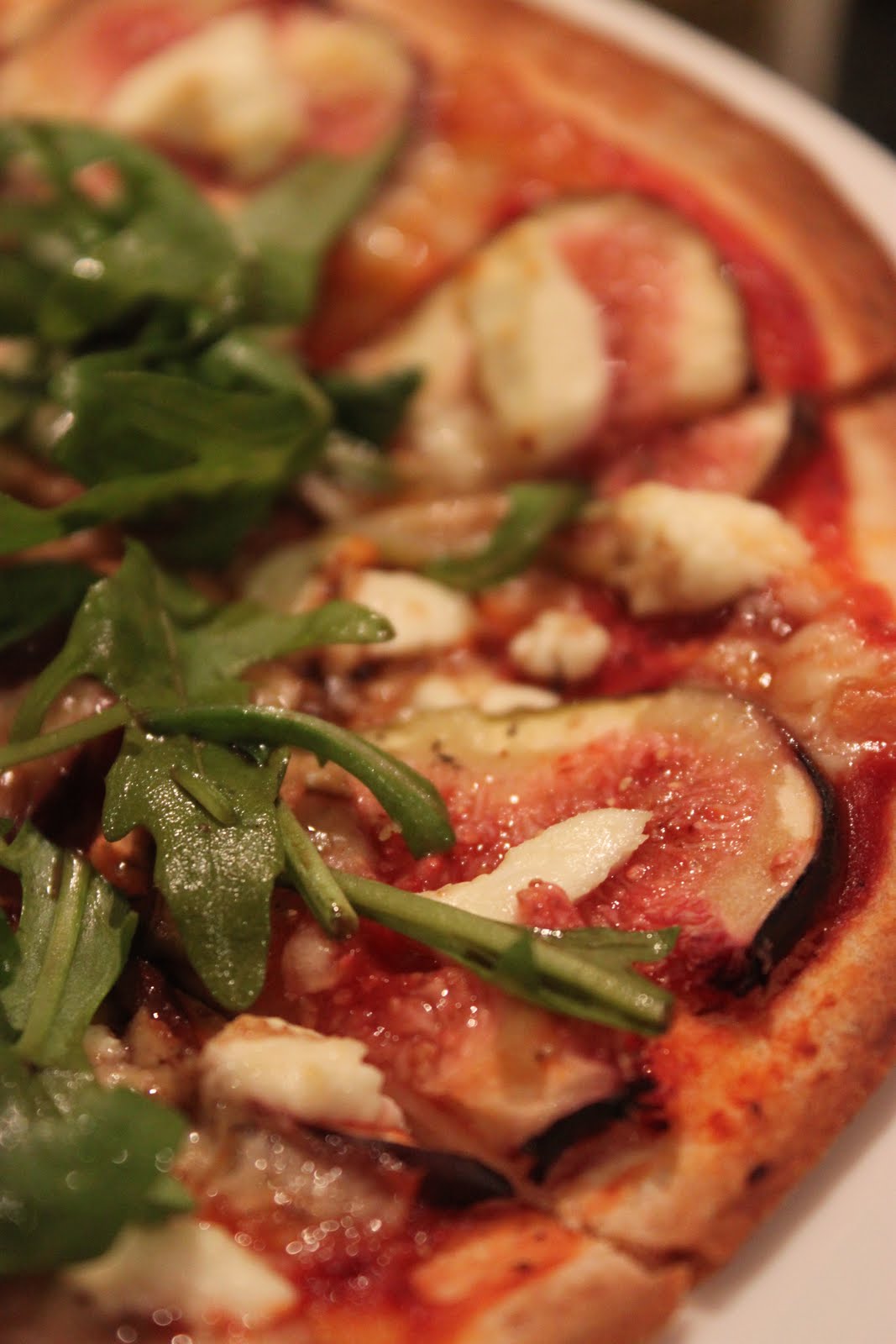 Diary of a Ladybird Fig and Goat's Cheese Pizza topped with Rocket and
