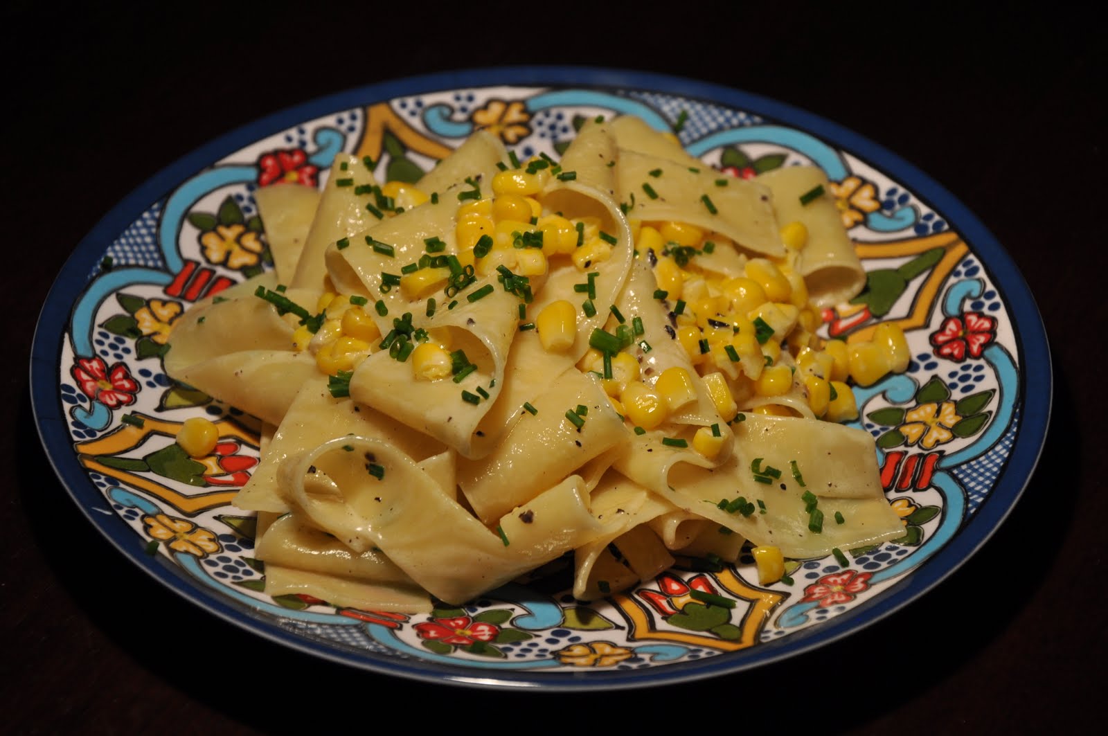 Slice of Rice Pappardelle with Truffle Butter and Sweet Corn