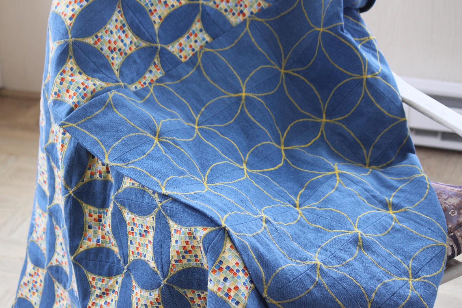 The Invisible Piper Denim Circle Quilt