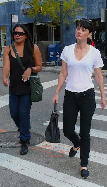 Robin Tunney The Mentalist actress in sheer tshirt black jeans