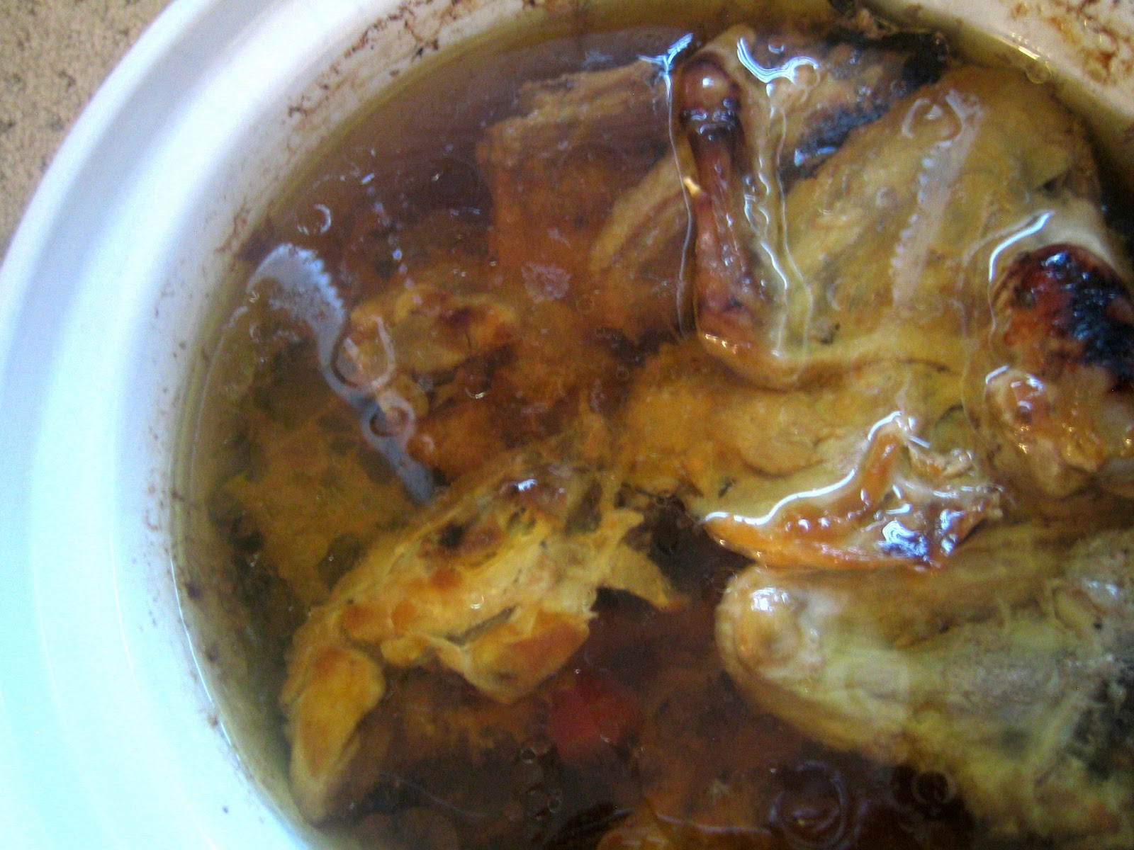 Delicious! Slow cooked chicken broth and a twist on gello.