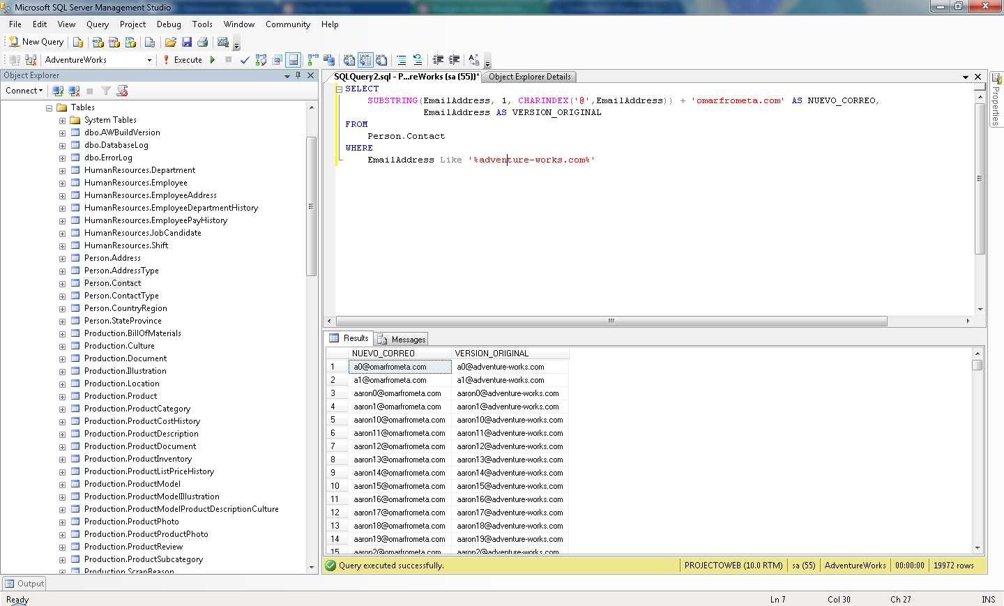 Omar Frometa Comparar Resultados En SQL Server