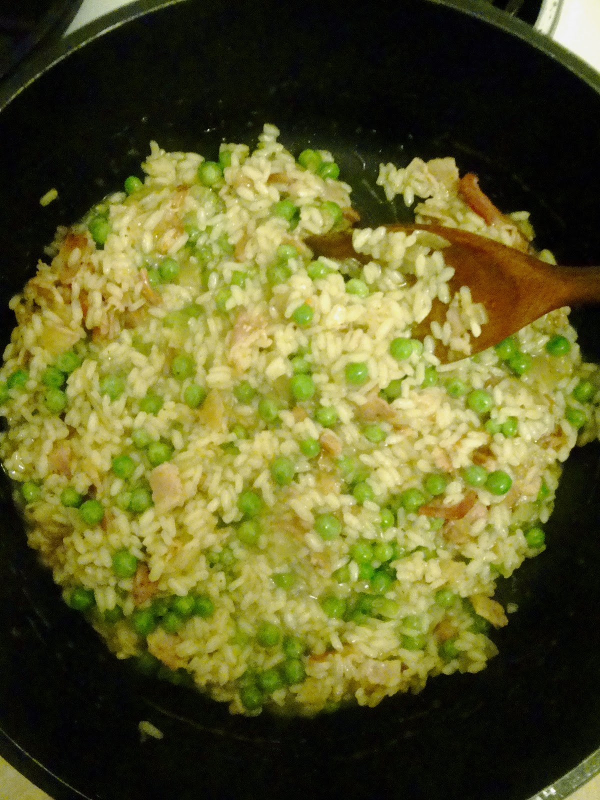 Culinary Conquests Cheats Risotto with Bacon and Peas