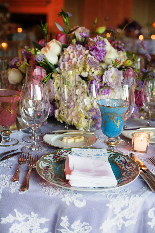 inspired china and Baroque water glasses with the Alencon lace overlays