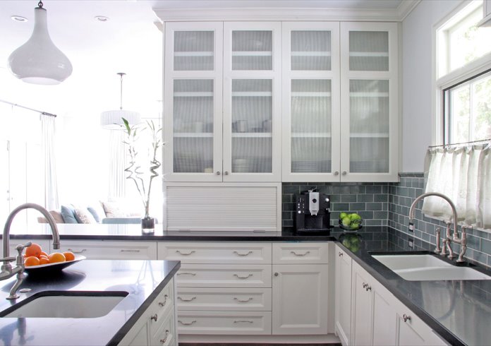 White Kitchen Cabinets with Glass Doors