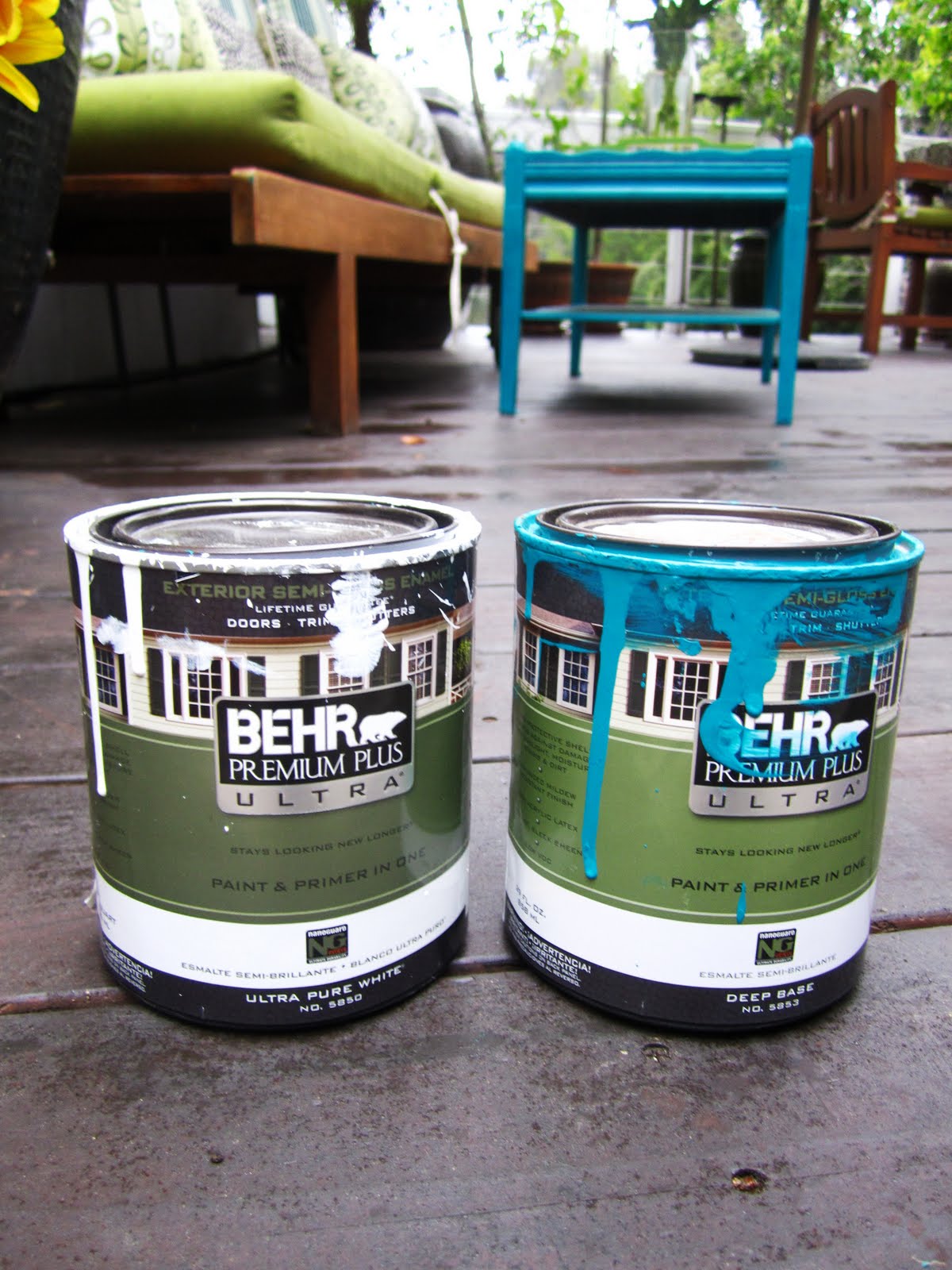  Home Depot  Behr Paint  Tropical Waters blue high gloss and White