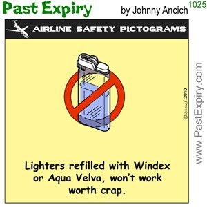 [CARTOON] Lighter Fluid Banned.  images, pictures, airlines, cartoon, pictogram, safety, spoof