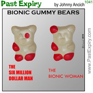 [CARTOON] Bionic Gummy Bears.  images, pictures, cartoon, entertainment, food, nuclear, robots, spoof, television, women, men