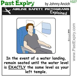 [CARTOON] Water Landing Airline Safety Tip.  images, pictures, airlines, cartoon, pictogram, safety