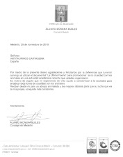 Carta de Álvaro Múnera a Antitaurinos Cartagena:
