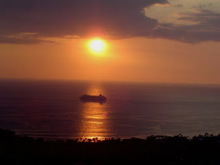 Hawaii Cruise ship passing for this Kona sunset from Kona Ocean Viw 