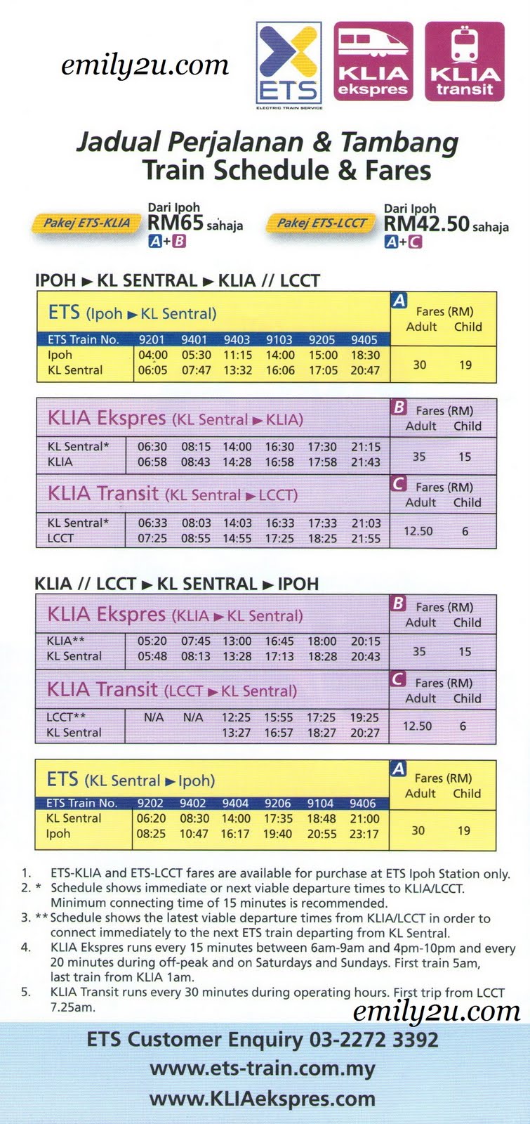 ETS Ipoh - KL Sentral - KLIA2 / KLIA (Train Schedule ...