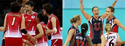Pictures of Japan's Olympic Volleyball Team Uniform and of the U.S. Olympic Volleyball Team Uniform