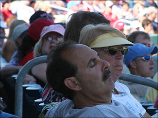 sleeping baseball fan