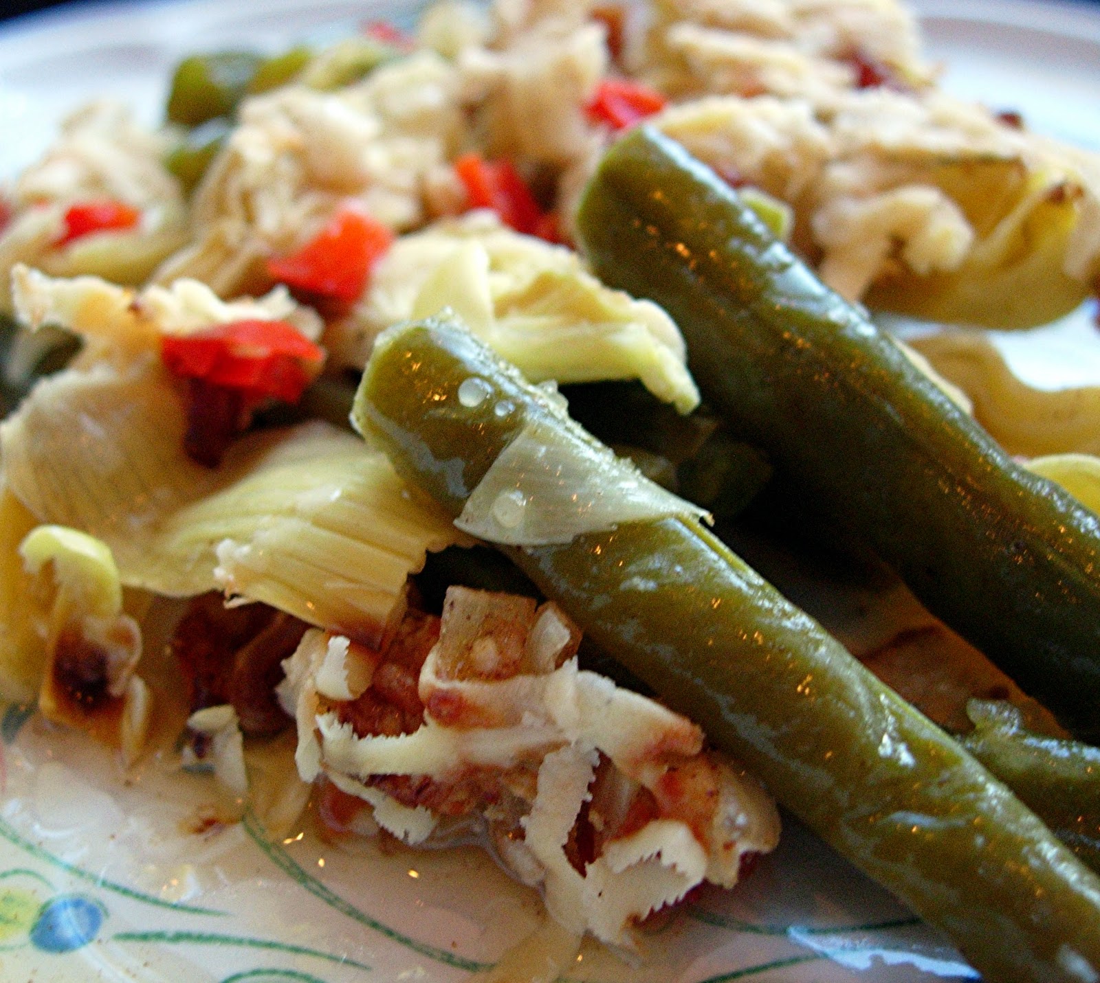 Artichoke & Green Beans with Hot Bacon Vinaigrette Drick's Rambling Cafe