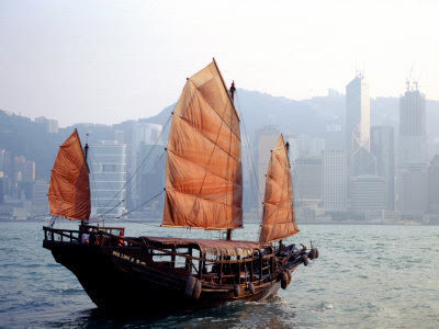 boat people hong kong. A junk oat in the Hong Kong