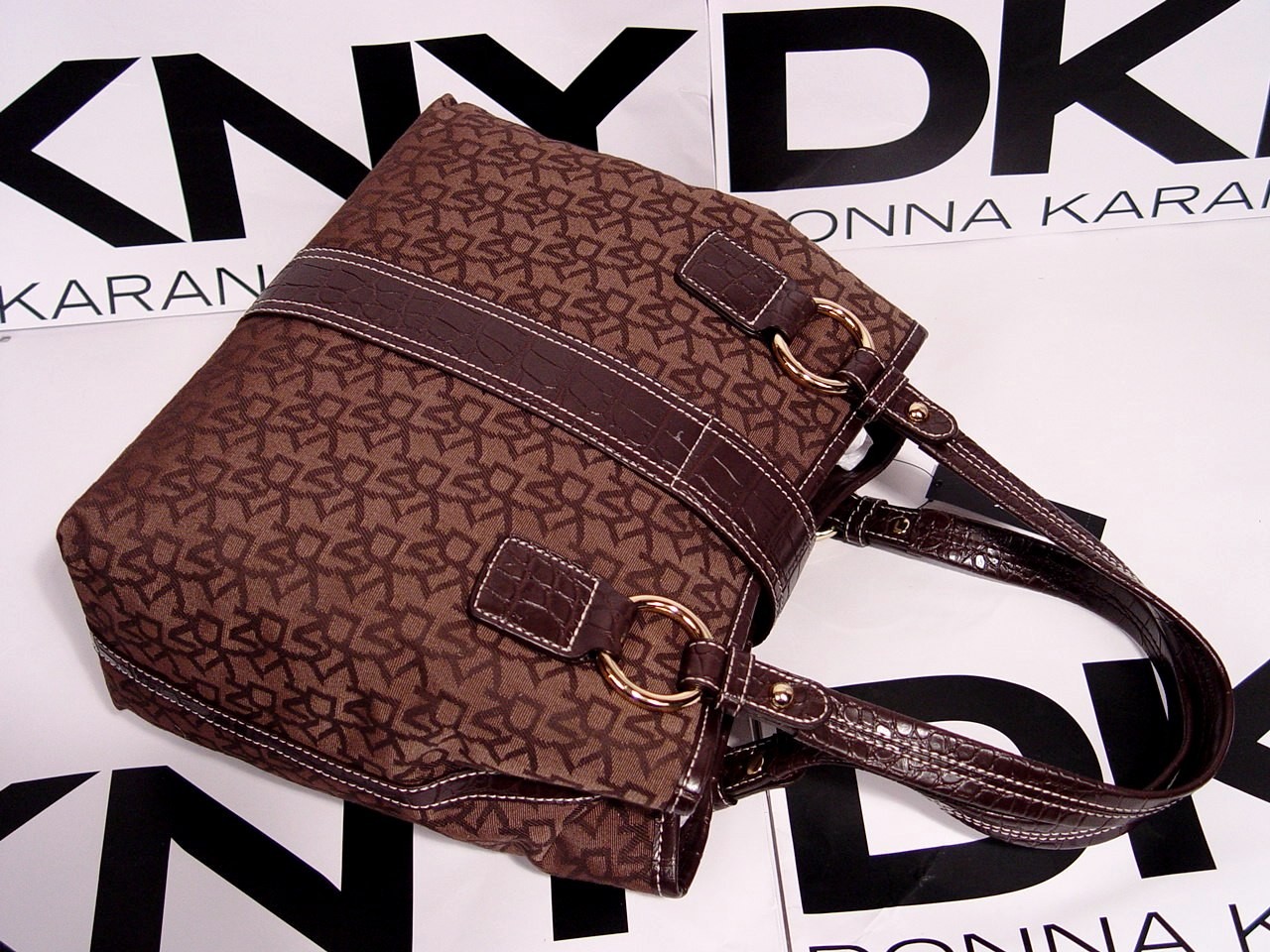 online shopping for branded items DKNY Signature Brown Medium Satchel Handbag RM750