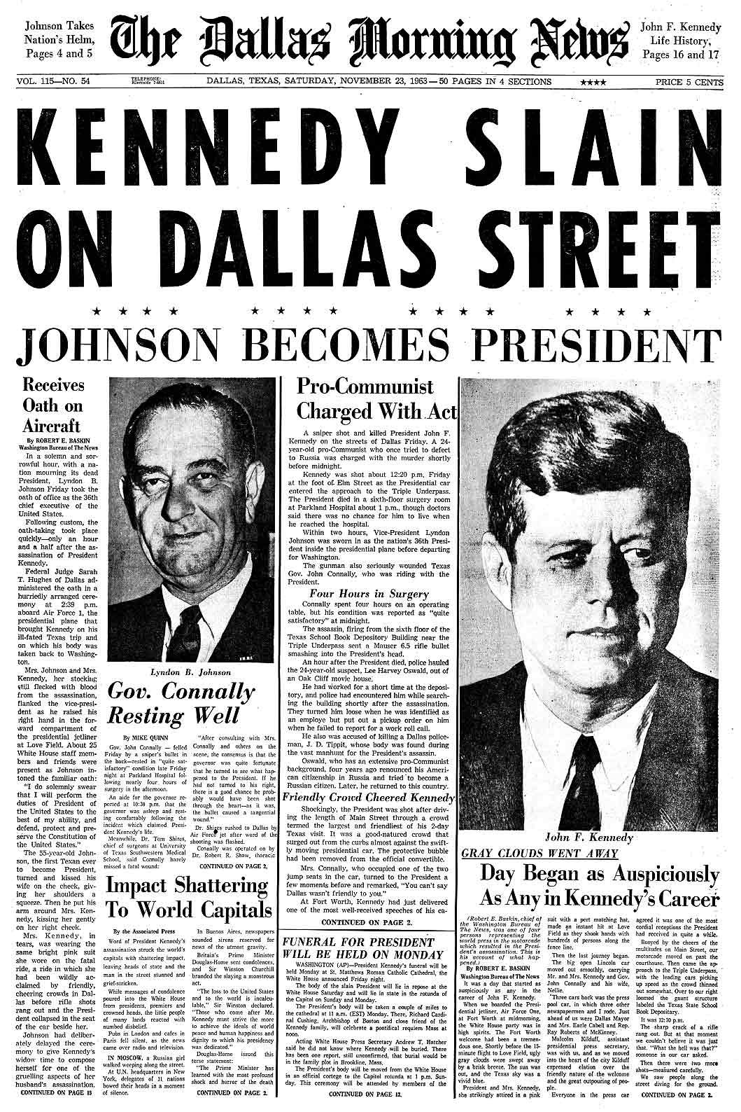 Dallas+Morning+News+Front+Page+(11-23-63