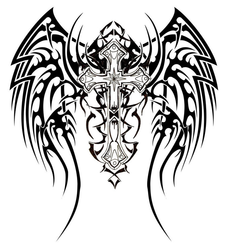 Tribal Back Tattoo Wings