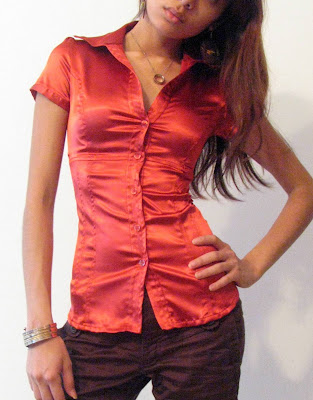 orange satin tank top