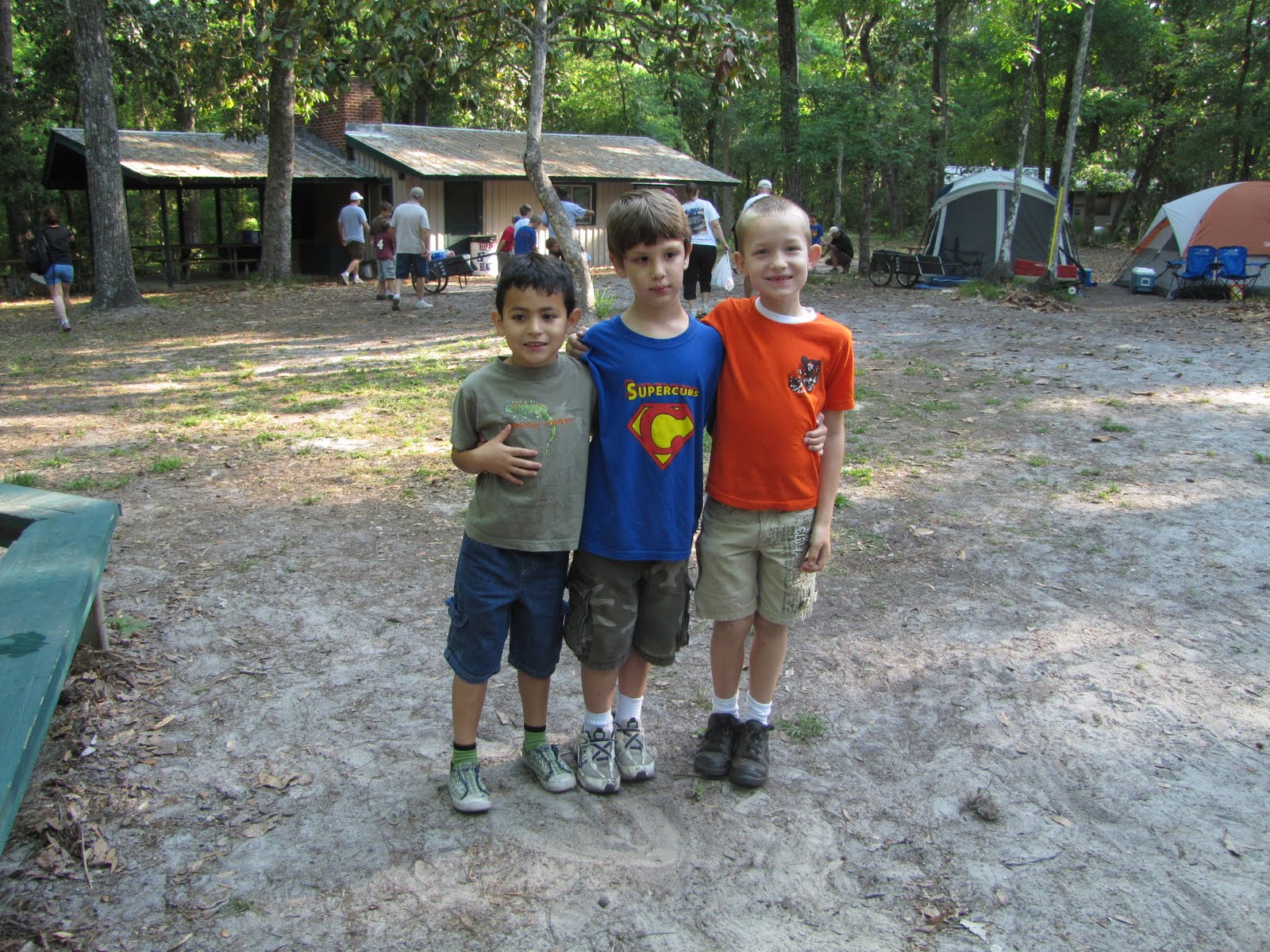 Family American Style one with the outdoors. Cub Scout Camp