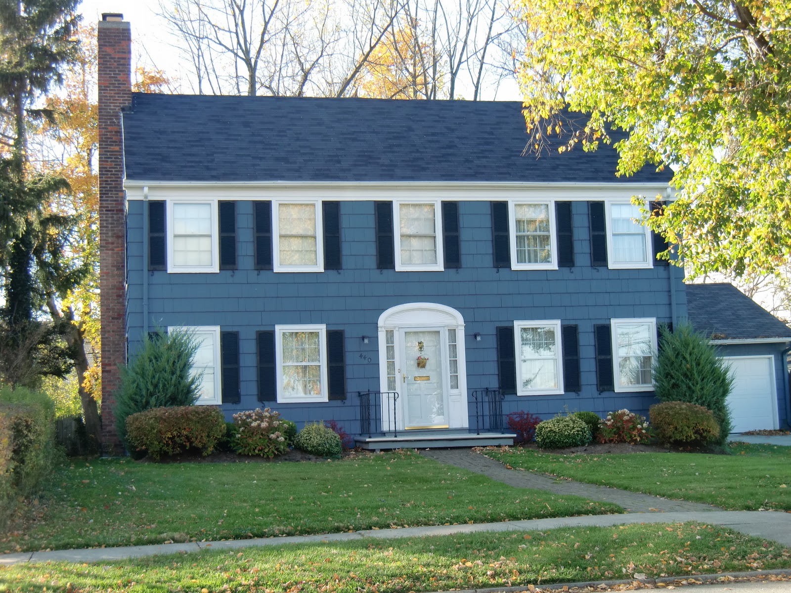 New Federal Blue Exterior Paint with Simple Decor