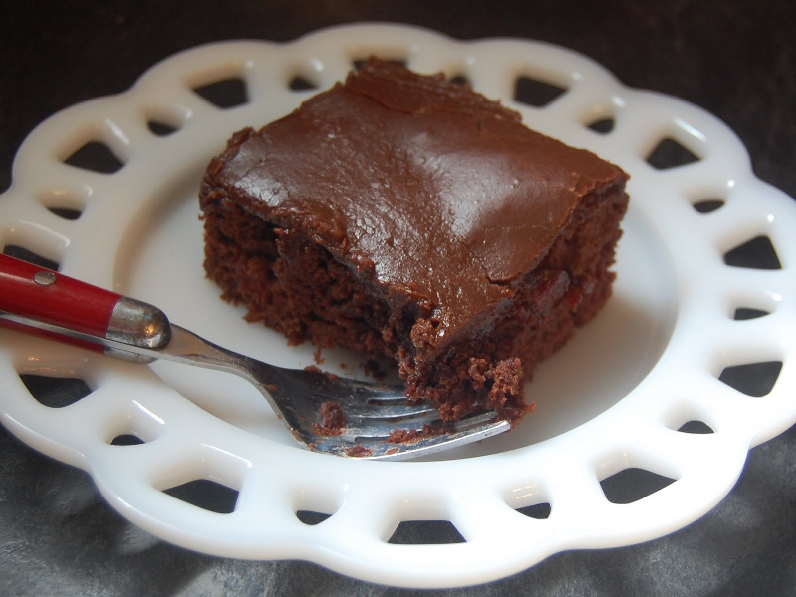 Cassie Craves Chocolate Cherry Cake with Fudge Frosting
