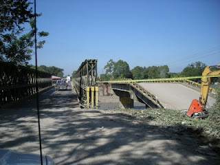 broken bridge and temporary bridge, Honduras