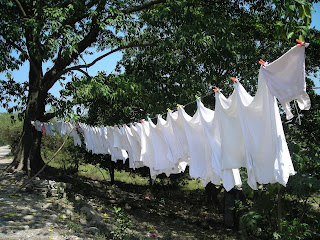 Laundry on a clothes line, Honduras