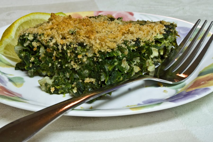 'Round the Chuckbox Spinach and rice gratin