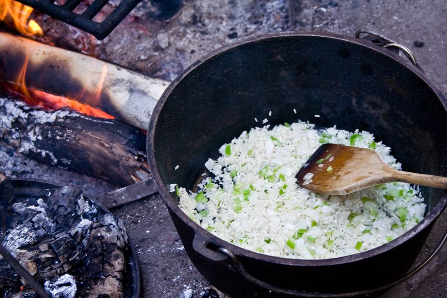 'Round the Chuckbox Baked Dutch oven chicken and rice