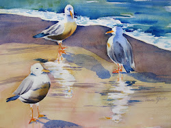 watercolor cape scenes cod beach seagulls seagull bird birds paintings sunset watercolors gulls scene liana yarckin cottage