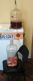 Racking a pale sour beer onto white peaches
